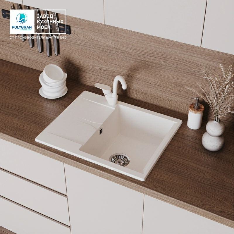 Кухонная мойка Polygran GALS-620 Цвет Белый Хлопок