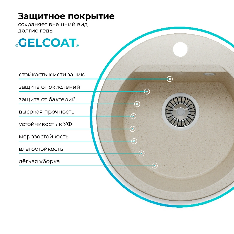 Кухонная мойка Polygran ATOL-460 Цвет Кремовый