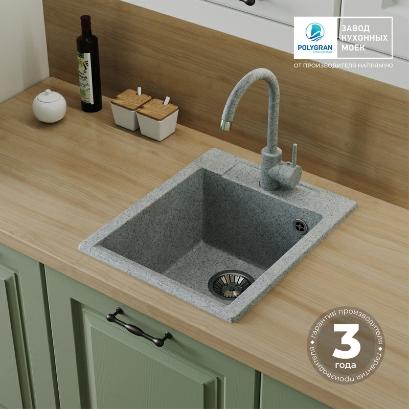 Кухонная мойка Polygran ARGO-420 Цвет Светло-серый