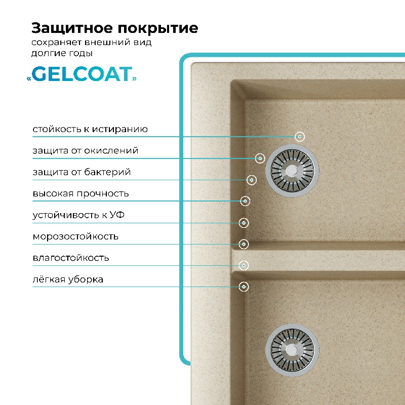 Кухонная мойка Polygran BRIG-790 Цвет Опал