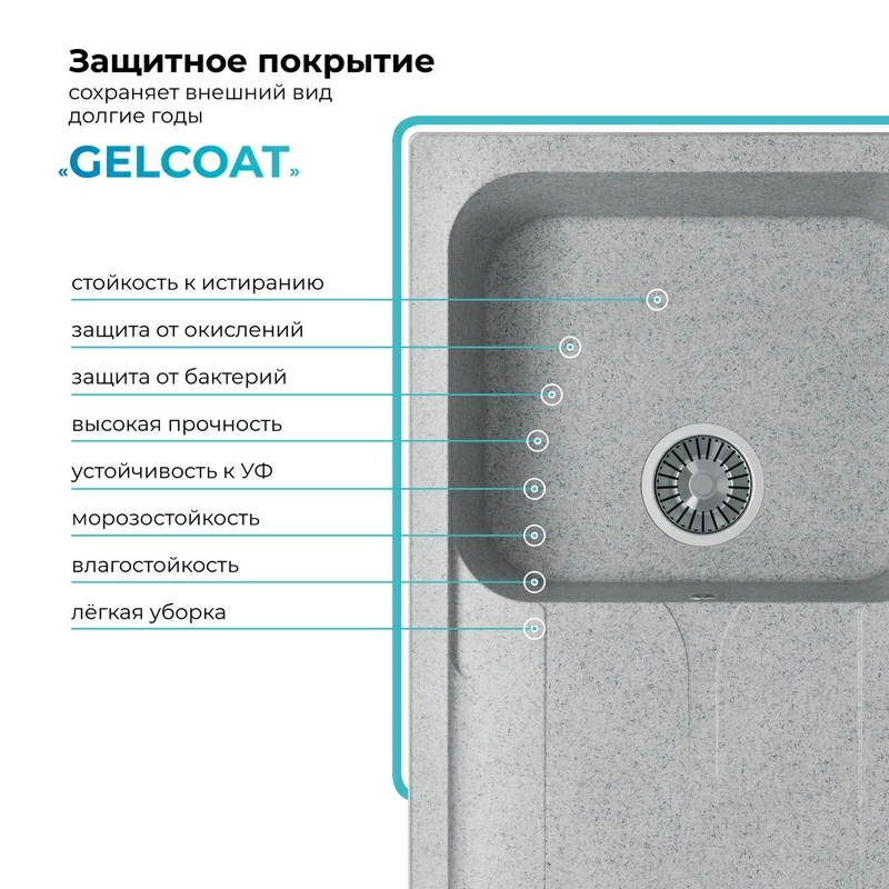 Кухонная мойка Polygran ALTO-780 Цвет Светло-серый