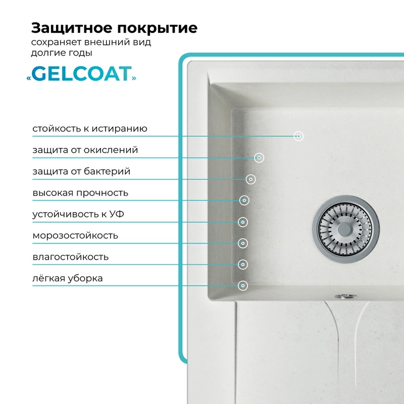 Кухонная мойка Polygran GALS-620 Цвет Белый Хлопок