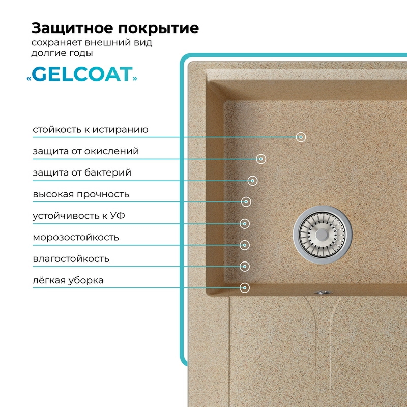 Кухонная мойка Polygran GALS-760 цвет песочный