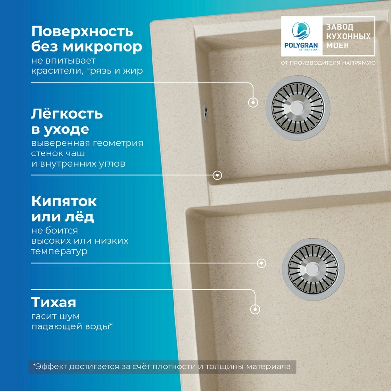 Кухонная мойка Polygran BRIG-772 цвет кремовый