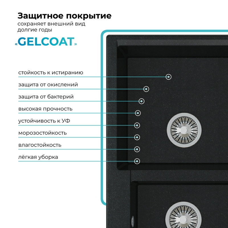 Кухонная мойка Polygran BRIG-772 цвет космос