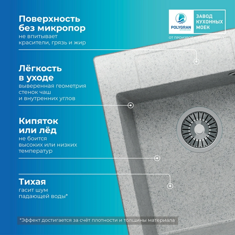 Кухонная мойка Polygran ARGO-420 Цвет Светло-серый