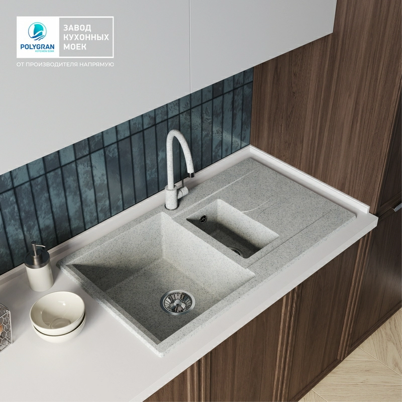 Кухонная мойка Polygran BRIG-870 Цвет Светло-серый