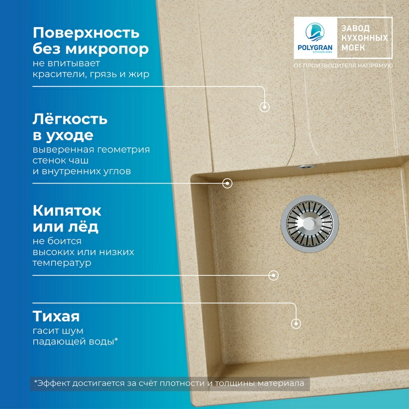 Кухонная мойка Polygran GALS-860 цвет опал