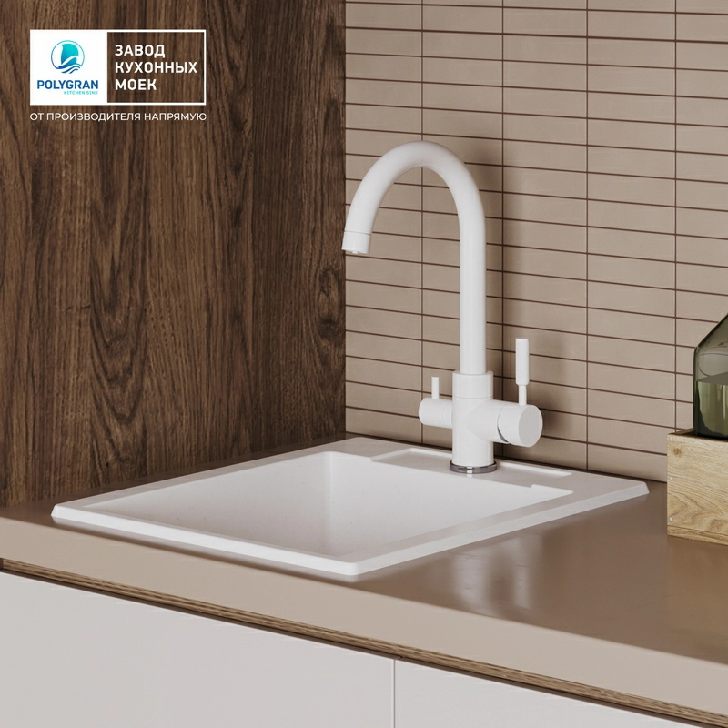 Кухонная мойка Polygran ARGO-420 Цвет Белый Хлопок