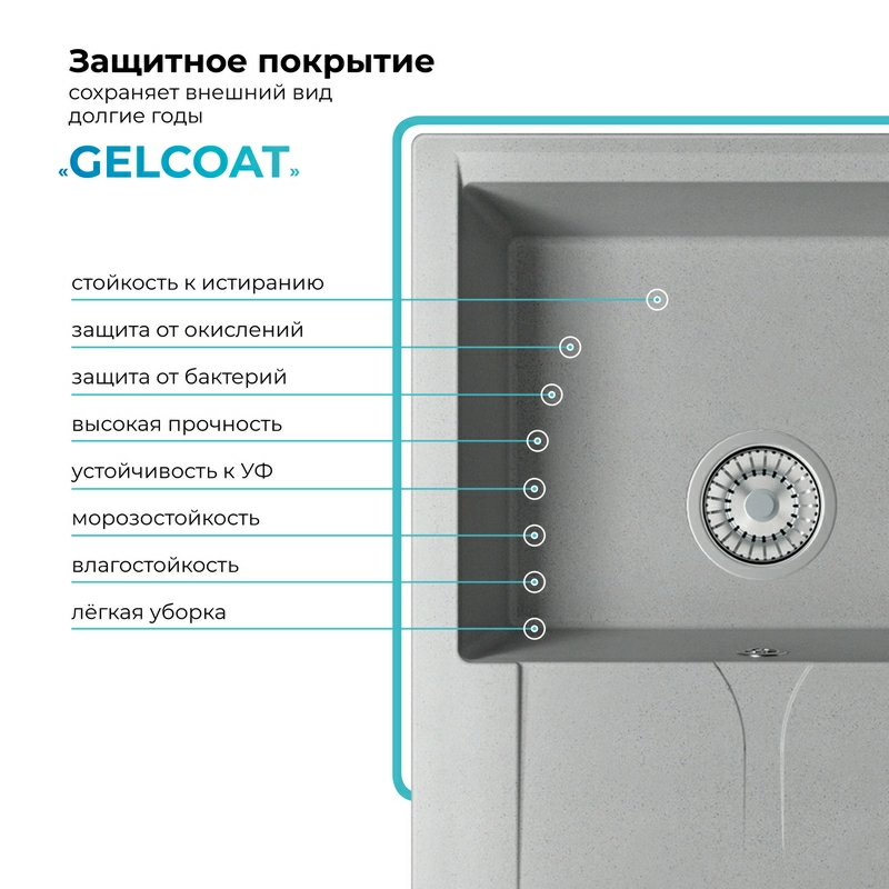 Кухонная мойка Polygran GALS-620 Цвет Серый