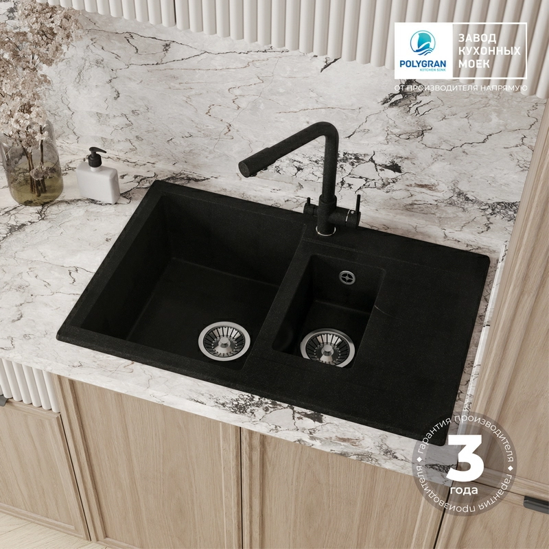 Кухонная мойка Polygran BRIG-770 цвет космос