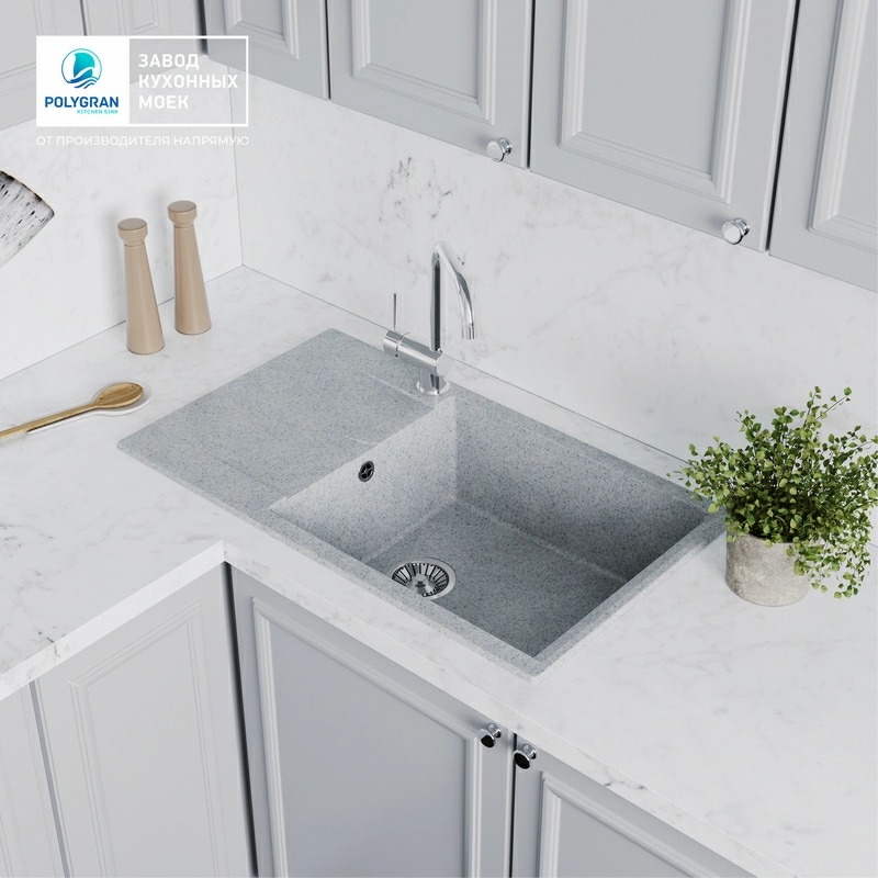 Кухонная мойка Polygran GALS-862 цвет светло-серый