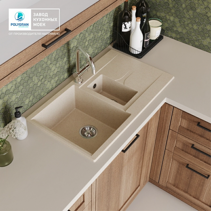 Кухонная мойка Polygran BRIG-870 Цвет Кремовый