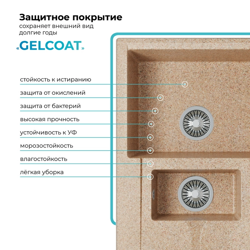 Кухонная мойка Polygran BRIG-770 бежевый