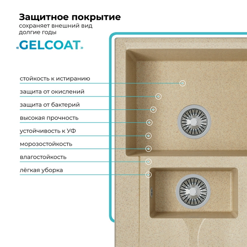 Кухонная мойка Polygran BRIG-770 цвет опал