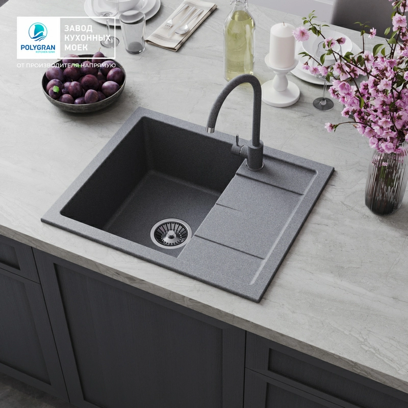 Кухонная мойка Tolero R-107 Цвет Серый металлик