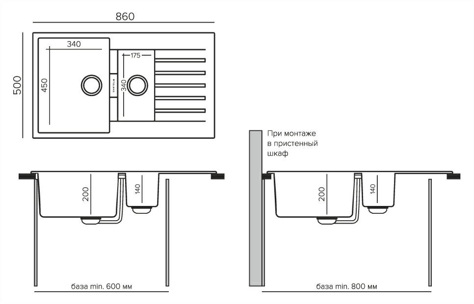 Кухонная мойка Tolero Loft-860 бежевый №101