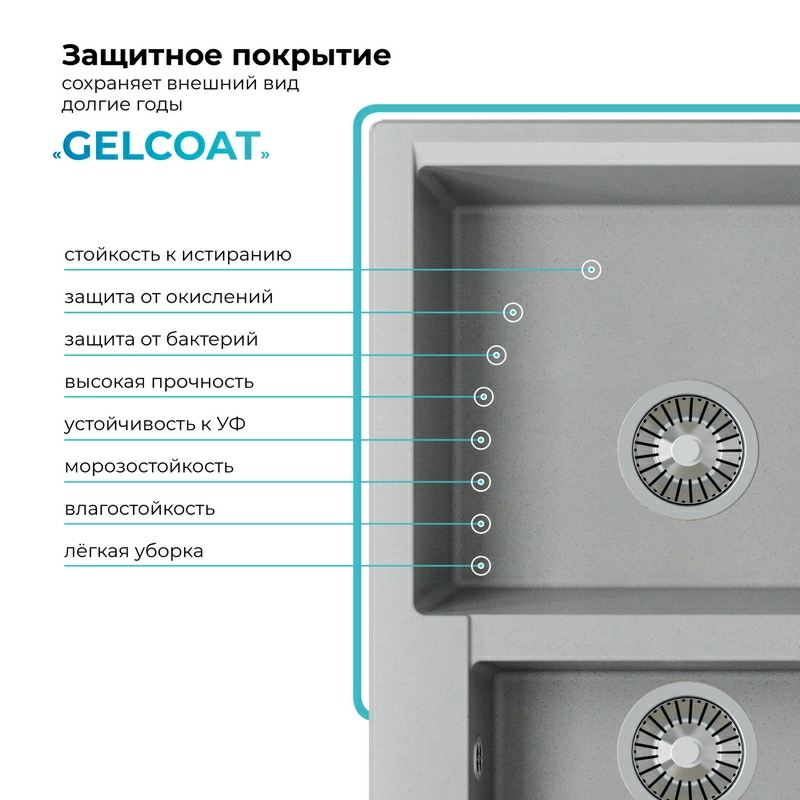 Кухонная мойка Polygran BRIG-620 Цвет Серый