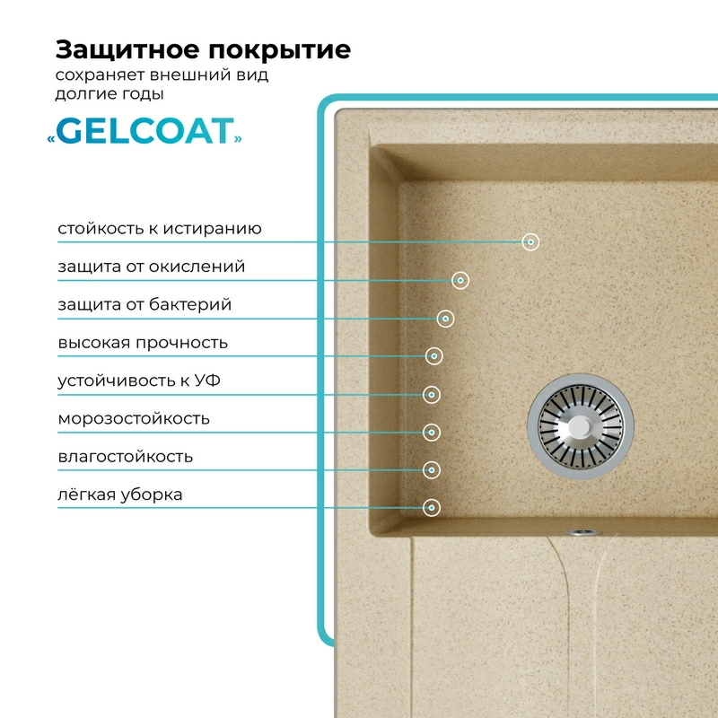 Кухонная мойка Polygran GALS-860 цвет опал