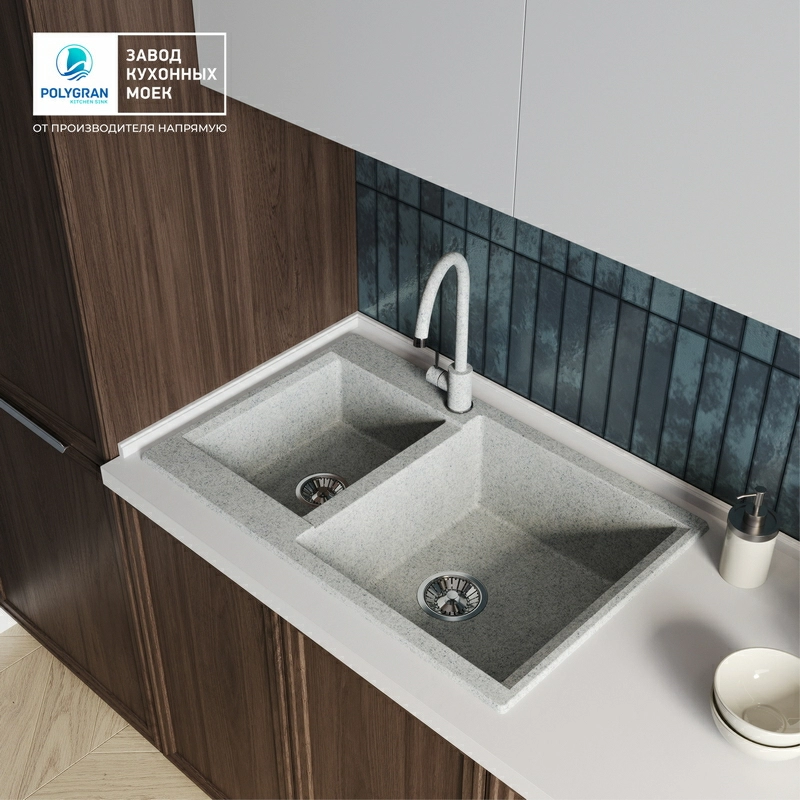 Кухонная мойка Polygran BRIG-772 цвет светло-серый