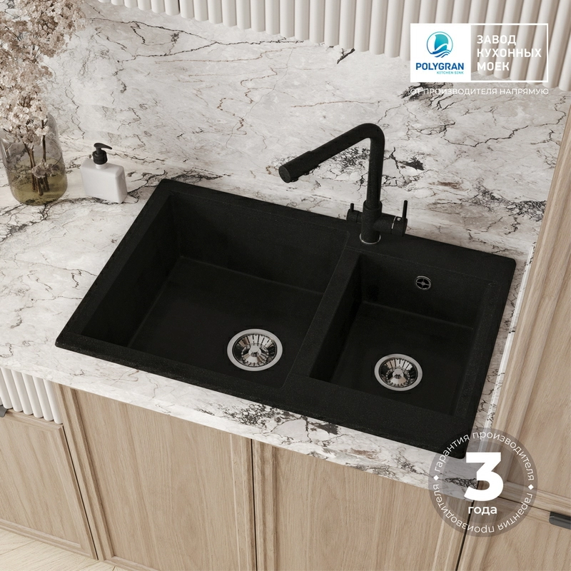 Кухонная мойка Polygran BRIG-772 цвет космос
