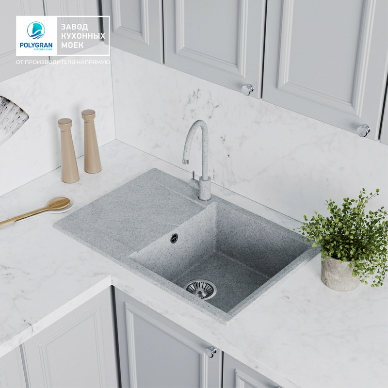 Кухонная мойка Polygran GALS-760 цвет светло-серый