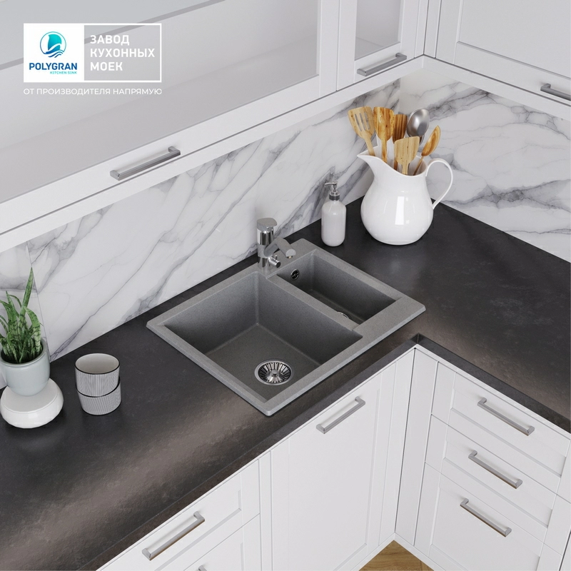 Кухонная мойка Polygran BRIG-620 Цвет Серый