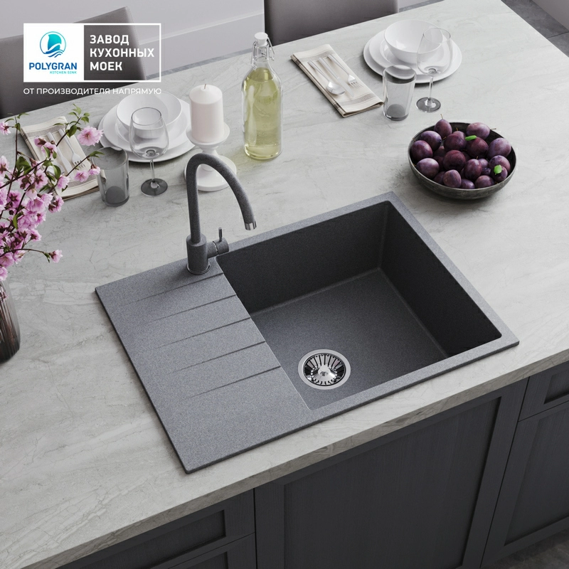 Кухонная мойка Tolero Quartz-700 Цвет Грей