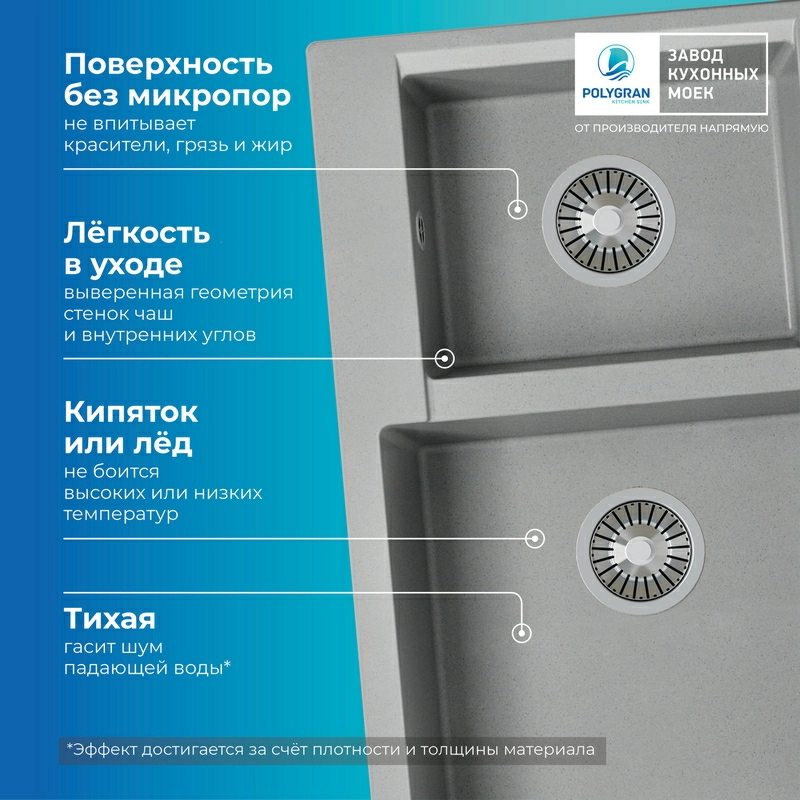 Кухонная мойка Polygran BRIG-772 цвет серый
