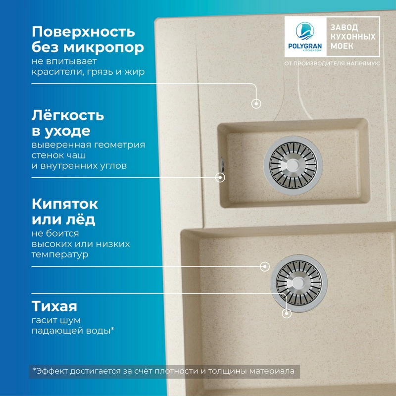 Кухонная мойка Polygran BRIG-770 цвет кремовый