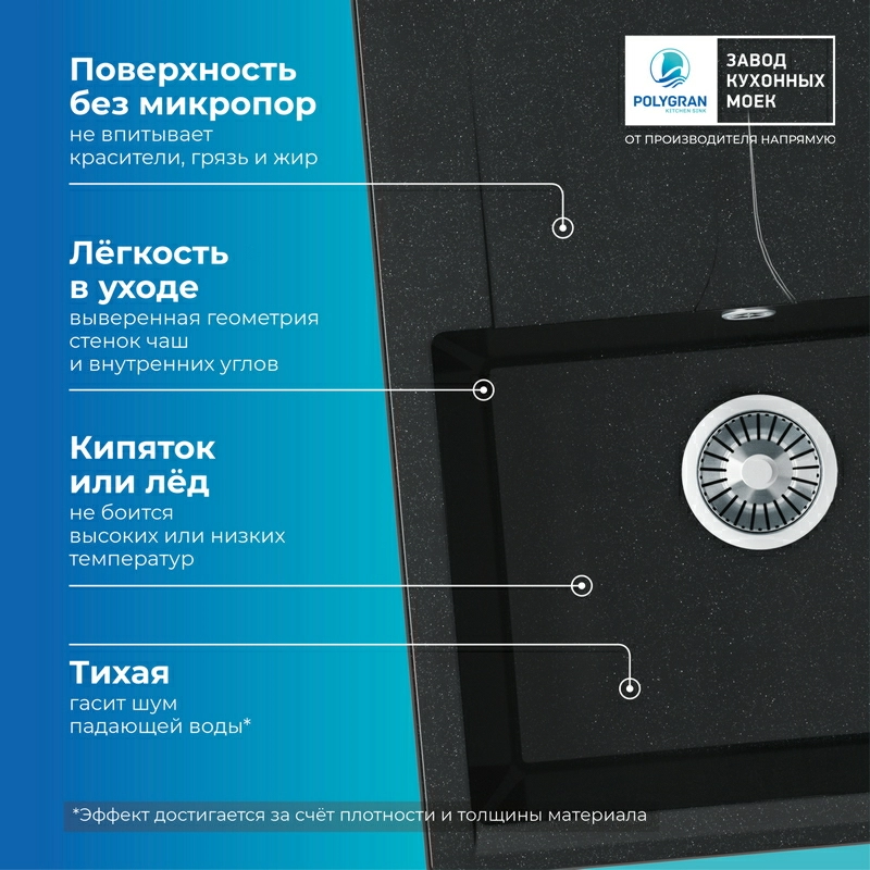 Кухонная мойка Polygran GALS-620 Цвет Космос