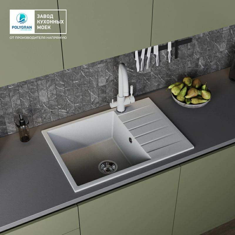 Кухонная мойка Tolero Quartz-700 Цвет Платина