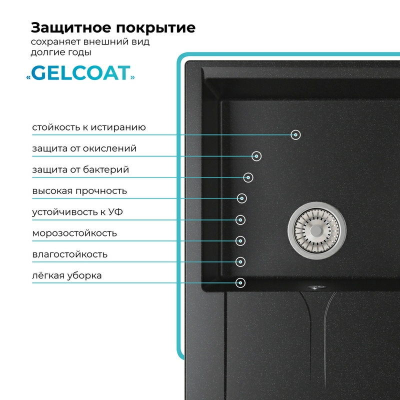 Кухонная мойка Polygran GALS-760 цвет черный