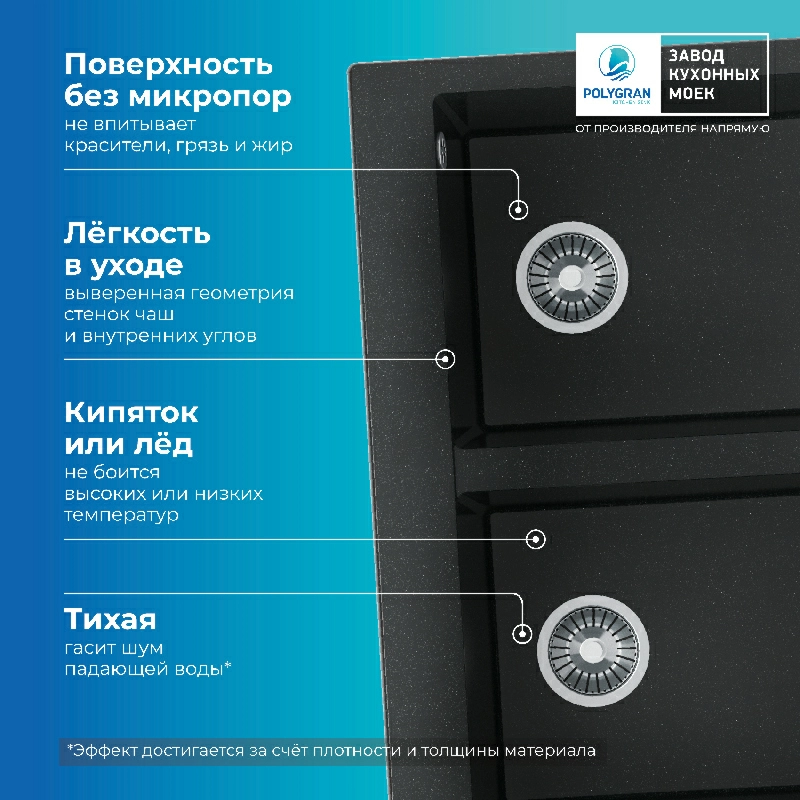 Кухонная мойка Polygran BRIG-790 Цвет Космос