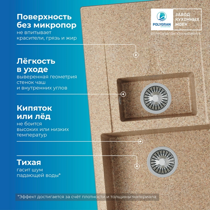 Кухонная мойка Polygran BRIG-870 Цвет Песочный