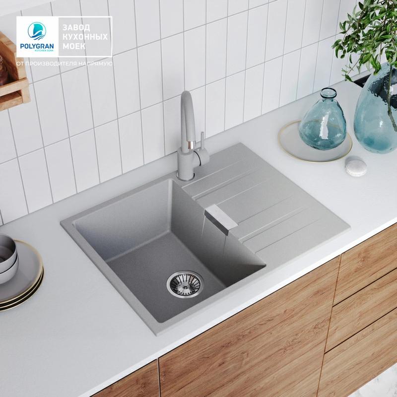 Кухонная мойка Tolero Loft-650 Цвет Платина