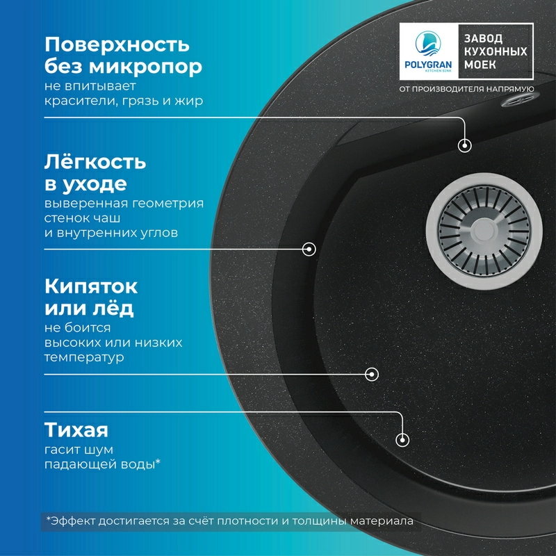 Кухонная мойка Polygran ATOL-520 Цвет Космос