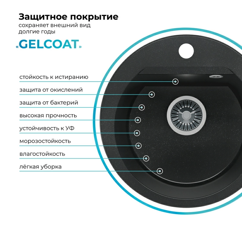 Кухонная мойка Polygran ATOL-460 Цвет Космос