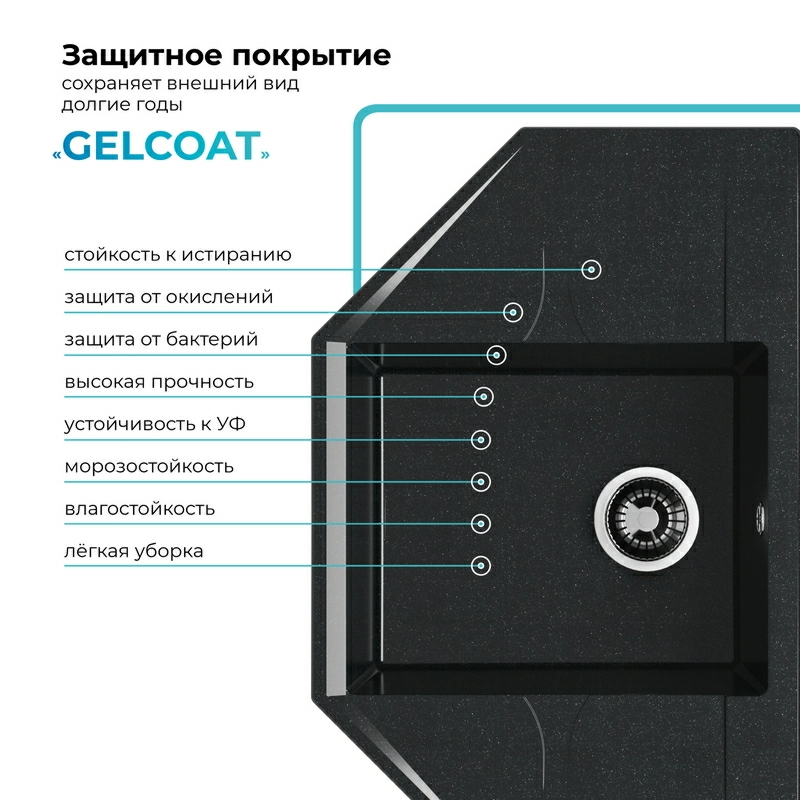 Кухонная мойка Polygran RIFF-800 Цвет Космос