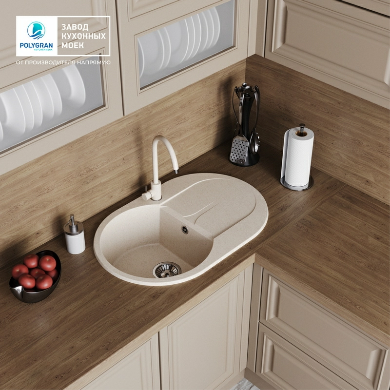 Кухонная мойка Polygran ATOL-760 Цвет Кремовый