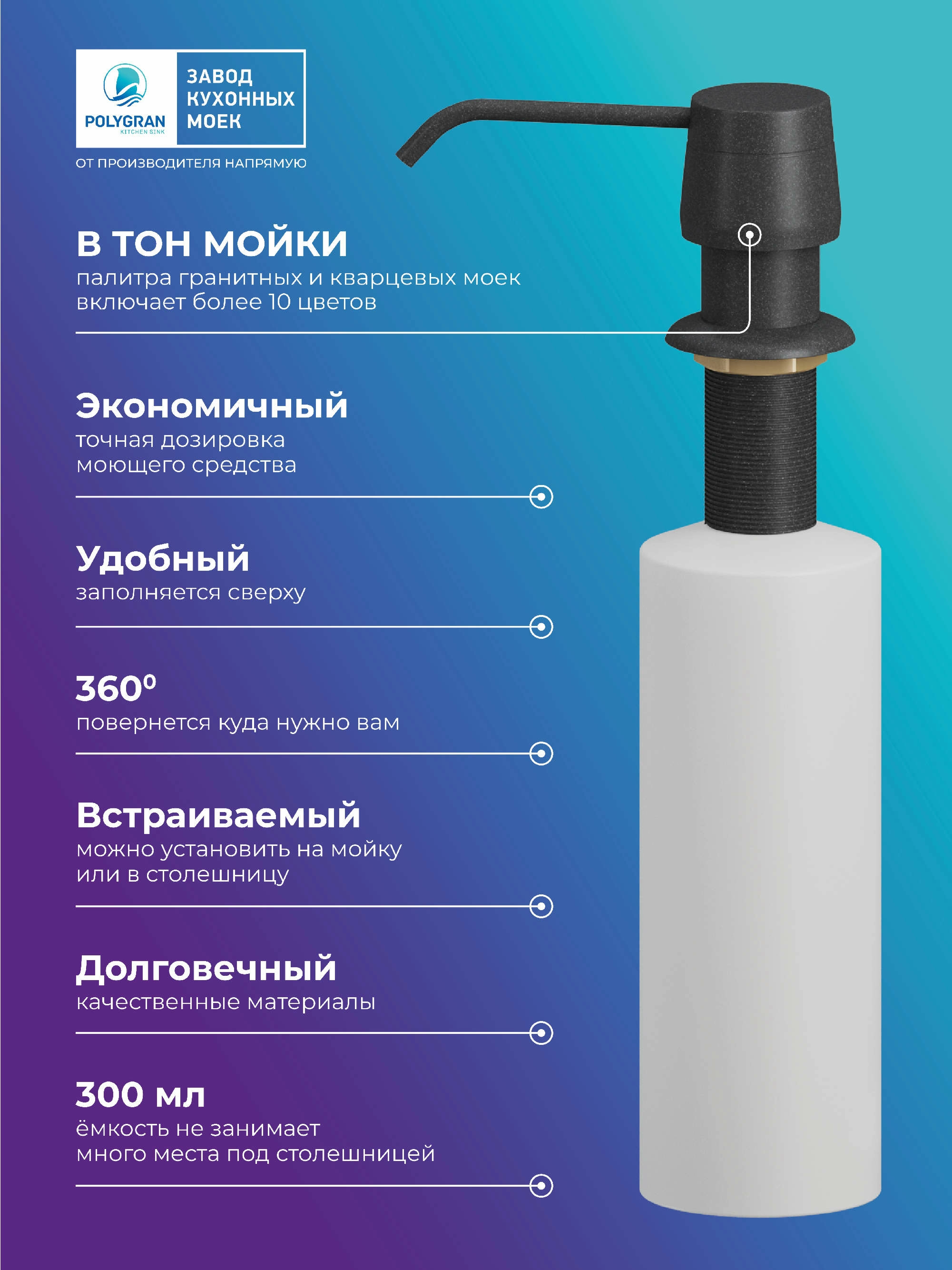 Дозатор для жидкого мыла Цвет Уголь