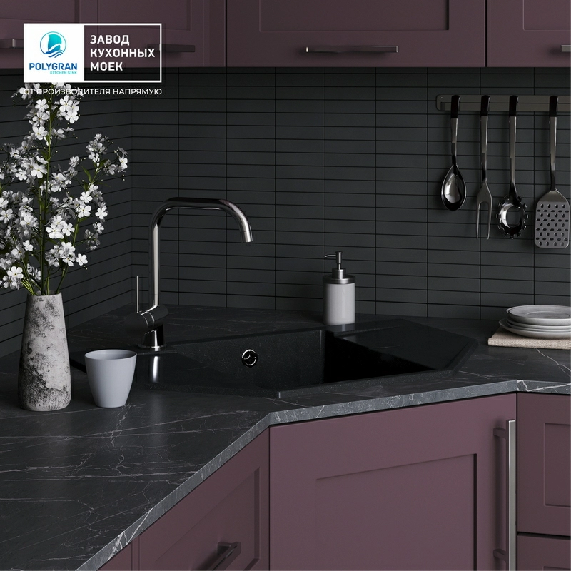 Кухонная мойка Polygran RIFF-800 Цвет Космос