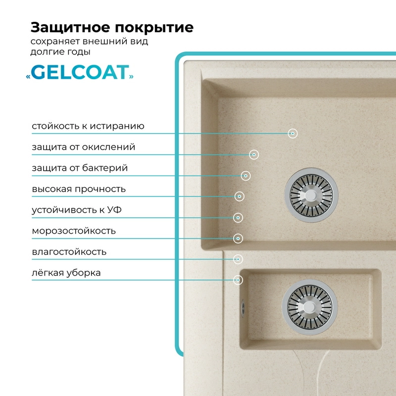 Кухонная мойка Polygran BRIG-770 цвет кремовый