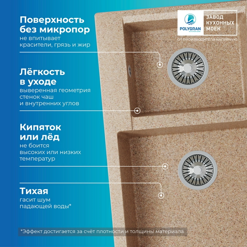 Кухонная мойка Polygran BRIG-772 цвет песочный
