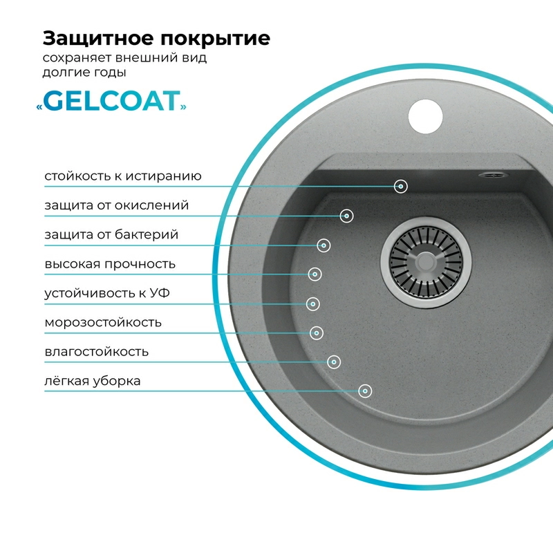 Кухонная мойка Polygran ATOL-460 Цвет Серый