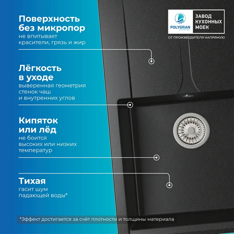 Кухонная мойка Polygran GALS-760 цвет черный