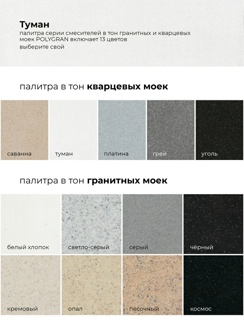 Смеситель кухонный  Элара Дуо Туман