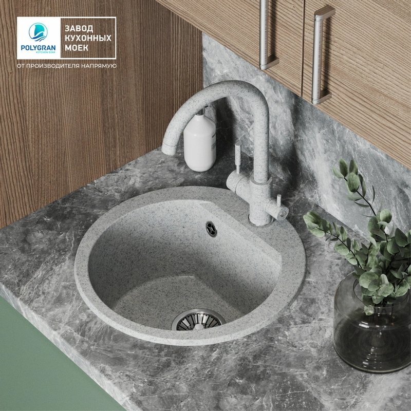 Кухонная мойка Polygran ATOL-460 Цвет Светло-Серый