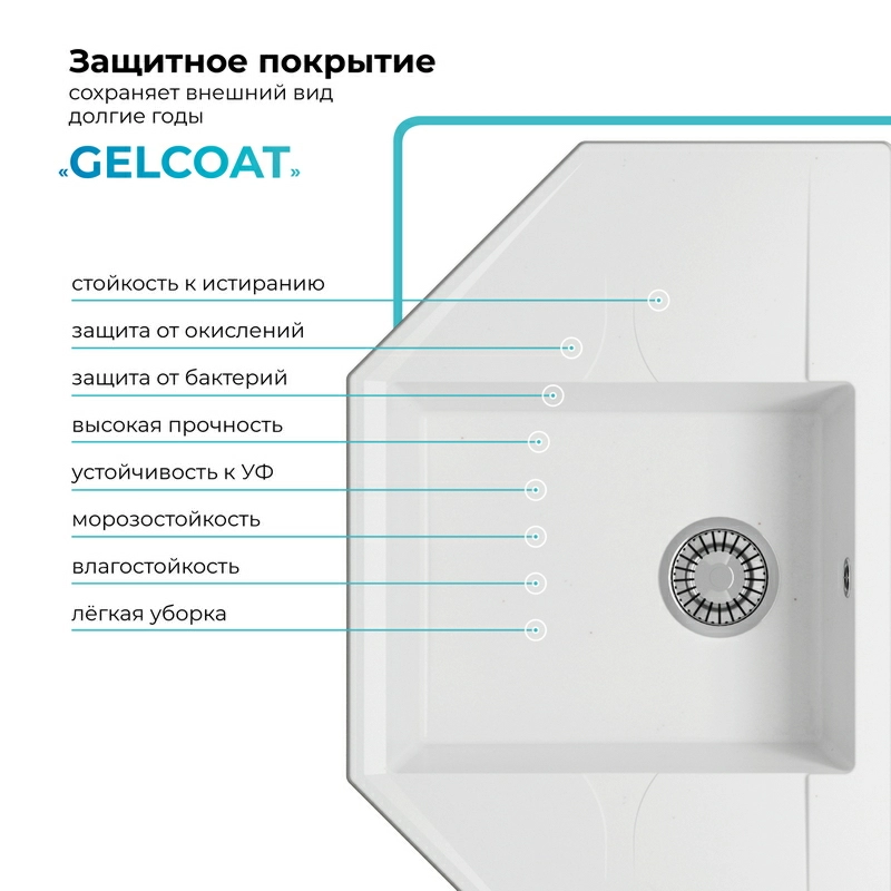 Кухонная мойка Polygran RIFF-800 Цвет Белый Хлопок