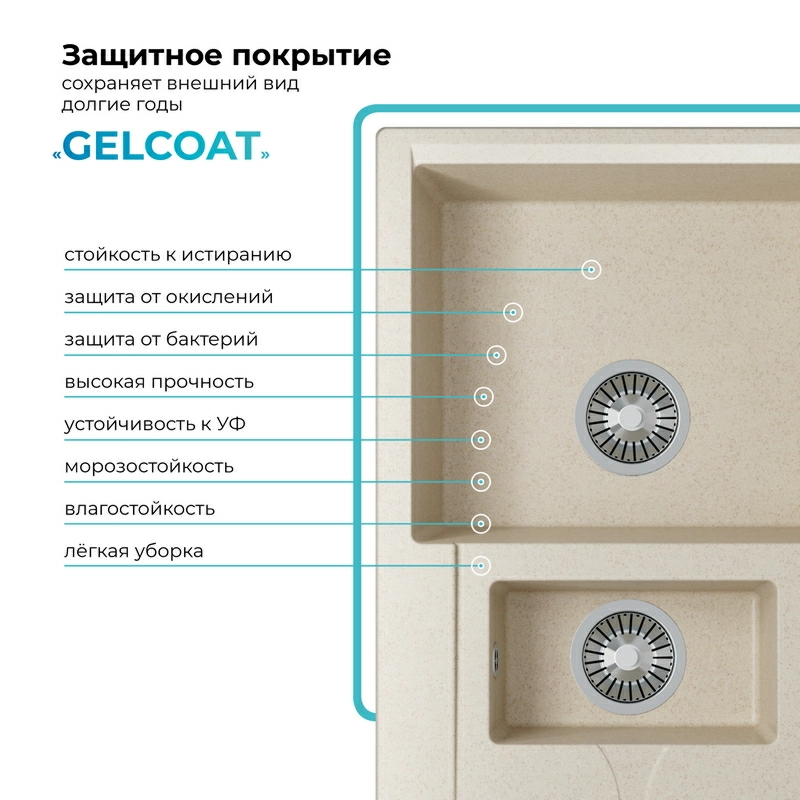 Кухонная мойка Polygran BRIG-870 Цвет Кремовый